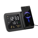 Настольные часы "Smart Screen" с беспроводным (15W) зарядным устройством, гигрометром, термометром, календарём, с подсветкой логотипа для нанесения логотипа