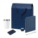 Подарочный набор Велком Пак Премиум (Welcome Pack Premium), синий (термокружка, колонка, ежедневник, ручка, ЗУ, коробка-пакет) для нанесения логотипа
