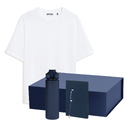 Набор с одеждой Раст Нео (Rust Neo) (футболка, бутылка, ежедневник, ручка), белый/синий, 3XL/4XL для нанесения логотипа