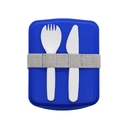 Ланч-бокс Lunch Blue line со столовыми приборами (синий) для нанесения логотипа