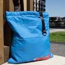 Шоппер Superbag Bubble, стёганый, без застёжки (голубой с черным) для нанесения логотипа