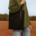 Шоппер Superbag Pocket, с внутренним креплением (карабин) и чехлом для мелочей (черный) для нанесения логотипа