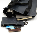 Шоппер Superbag Pocket, с внутренним креплением (карабин) и чехлом для мелочей (серый с черным) для нанесения логотипа
