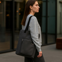 Шоппер Superbag Pocket, с внутренним креплением (карабин) и чехлом для мелочей (серый с черным) для нанесения логотипа