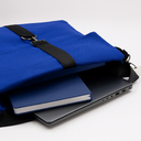 Шоппер Superbag Companion, с тремя отделениями, боковым креплением (карабин) и карманом (синий с черным) для нанесения логотипа