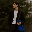 Шоппер Superbag Companion, с тремя отделениями, боковым креплением (карабин) и карманом (синий с черным) для нанесения логотипа
