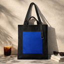 Шоппер Superbag Big Pocket, с карманом на молнии (черный с синим) для нанесения логотипа