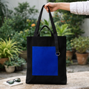 Шоппер Superbag Big Pocket, с карманом на молнии (черный с синим) для нанесения логотипа
