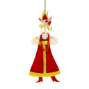Ёлочная игрушка Коза в сарафане (красный с белым) для нанесения логотипа