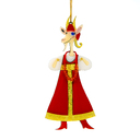 Ёлочная игрушка Коза в сарафане (красный с белым) для нанесения логотипа