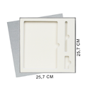 Коробка подарочная Solution Superior Linen под ежедневник, ручку и флешку, серебро, 25,7x25,7 см, бежевый ложемент для нанесения логотипа