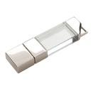 Флеш накопитель USB 2.0 Crystal v2 32GB, металл/стекло, прозрачный/серебристый, подсветка синим для нанесения логотипа