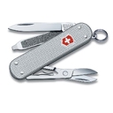 Нож-брелок VICTORINOX Classic Alox, 58 мм, 5 функций, алюминиевая рукоять, серебристый