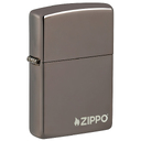 Зажигалка ZIPPO Логотип с покрытием черный лед | Logo Black Ice®, латунь/сталь, чёрная, глянцевая, 38x13x57 мм для нанесения логотипа