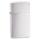 Зажигалка ZIPPO узкая с покрытием матовый хром | Slim® Brushed Chrome, латунь/сталь, серебристая, матовая, 29x10x60 мм для нанесения логотипа