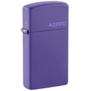 Зажигалка ZIPPO узкая Логотип с фиолетовым матовым покрытием | Slim® Logo Purple Matte, латунь/сталь, фиолетовая, матовая, 29x10x60 мм для нанесения логотипа