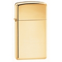 Зажигалка ZIPPO узкая с покрытием глянцевая латунь | Slim® High Polish Brass, латунь/сталь, золотистая, 29x10x60 мм для нанесения логотипа