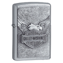 Зажигалка ZIPPO Харлей Дэвидсон с покрытием поцарапанный хром | Harley-Davidson® Street Chrome, латунь/сталь, серебристая, 38x13x57 мм для нанесения логотипа