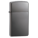 Зажигалка ZIPPO узкая с покрытием черный лед | Slim® Black Ice®, латунь/сталь, чёрная, глянцевая, 29x10x60 мм для нанесения логотипа