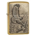 Зажигалка ZIPPO Парящие орлы с покрытием матовая латунь | Soaring Eagles Brushed Brass, латунь/сталь, золотистая, матовая, 38x13x57 мм для нанесения логотипа