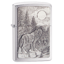 Зажигалка ZIPPO Лесные волки с покрытием матовый хром | Timberwolves Brushed Chrome, латунь/сталь, серебристая, матовая, 38x13x57мм для нанесения логотипа