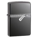 Зажигалка ZIPPO Застежка-молния с покрытием черный лед | Puller Black Ice ®, латунь/сталь, чёрная, глянцевая, 38x13x57 мм для нанесения логотипа