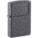 Зажигалка ZIPPO Логотип с каменным покрытием | Logo Iron Stone, латунь/сталь, серая, матовая, 38x13x57 мм для нанесения логотипа