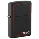 Зажигалка ZIPPO с фирменным логотипом и красной окантовкой с черным матовым покрытием | Black Matte, латунь/сталь, чёрная, матовая, 38x13x57 мм для нанесения логотипа