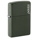 Зажигалка ZIPPO Логотип с зеленым матовым покрытием | Logo Green Matte, латунь с порошковым покрытием, зеленая, матовая, 38x13x57 мм для нанесения логотипа