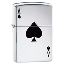 Зажигалка ZIPPO Туз пик с покрытием Глянцевый хром | Simple Spade Design High Polish Chrome, латунь/сталь, серебристая, 38x13x57 мм для нанесения логотипа