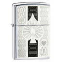 Зажигалка ZIPPO Филигранный туз пик с покрытием Глянцевый хром | Intricate Spade Design High Polish Chrome, латунь/сталь, серебристая, 38x13x57 мм для нанесения логотипа