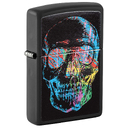 Зажигалка ZIPPO Цветной череп с черным матовым покрытием | Colorful Skull Design Black Matte, латунь/сталь, черная, 38x13x57 мм для нанесения логотипа