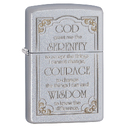 Зажигалка ZIPPO Молитва о безмятежности с покрытием сатинированный хром | Serenity Prayer Satin Chrome, латунь/сталь, серебристая, матовая,38x13x57 мм для нанесения логотипа