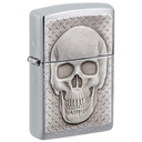 Зажигалка ZIPPO Череп с покрытием матовый хром | Skull Design Brushed Chrome, латунь/сталь, серебристая, 38x13x57 мм для нанесения логотипа