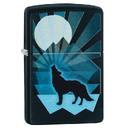 Зажигалка ZIPPO Волк и луна с черным матовым покрытием | Wolf and Moon Black Matte, латунь/сталь, чёрная, матовая, 38x13x57 мм для нанесения логотипа