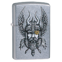 Зажигалка ZIPPO Викинг с покрытием поцарапанный хром | Viking Warrior Street Chrome, латунь/сталь, серебристая, 38x13x57 мм для нанесения логотипа