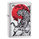 Зажигалка ZIPPO Азиатский тигр с покрытием матовый хром | Asian Tiger Brushed Chrome, латунь/сталь, серебристая, 38x13x57 мм для нанесения логотипа
