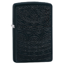 Зажигалка ZIPPO Черный мотив с черным матовым покрытием | Tone on Tone Design Black Matte, латунь/сталь, чёрная, 38x13x57 мм для нанесения логотипа
