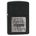 Зажигалка ZIPPO Логотип в золоте с черным покрытием с кракелюром | Gold Zippo Logo Black Crackle™, латунь/сталь, чёрная, матовая, 38x13x57 мм для нанесения логотипа