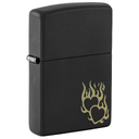 Зажигалка ZIPPO Сердца в огне с черным матовым покрытием | Fire Heart Black Matte, латунь/сталь, черная, матовая, 38x13x57 мм для нанесения логотипа