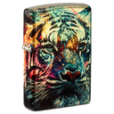 Зажигалка ZIPPO Нарисованный тигр с покрытием Искусственно состаренная латунь | Painted Tiger 540 Tumbled Brass,латунь/сталь,разноцветная, 38x13x57 мм для нанесения логотипа