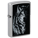 Зажигалка ZIPPO Линдси Киви «Теневой волк» с покрытием поцарапанный хром | Lindsay Kivi Shadow Wolf Street Chrome,латунь/сталь,серебристая,38x13x57 мм для нанесения логотипа