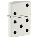 Зажигалка ZIPPO Домино с белым матовым покрытием | Domino Design White Matte, латунь/сталь, белая, матовая, 38x13x57 мм для нанесения логотипа