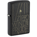 Зажигалка ZIPPO Искусство линий с черным покрытием с кракелюром | Line Art Black Crackle™, латунь/сталь, чёрная, матовая, 38x13x57 мм для нанесения логотипа
