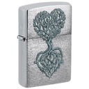 Зажигалка ZIPPO Корни любви с покрытием матовый хром | Rooted in Love Design Brushed Chrome, латунь/сталь, серебристая, 38x13x57 мм для нанесения логотипа