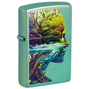 Зажигалка ZIPPO Единение с природой с зеленым глянцевым покрытием | One with Nature Design High Polish Green, латунь/сталь, зеленая, 38x13x57 мм для нанесения логотипа