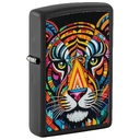 Зажигалка ZIPPO Полосатый тигр с черным матовым покрытием | Tiger Stripes Design Black Matte, латунь/сталь, черная, 38x13x57 мм для нанесения логотипа