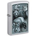 Зажигалка ZIPPO Королевство зверей с покрытием сатинированный хром | Animal Kingdom Design Satin Chrome, латунь/сталь,серебристая,матовая,38x13x57 мм для нанесения логотипа