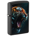 Зажигалка ZIPPO Рычащий тигр с черным матовым покрытием | Tiger Roar Design Black Matte, латунь/сталь, черная, 38x13x57 мм для нанесения логотипа