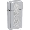 Зажигалка ZIPPO узкая Медовые соты с покрытием глянцевый хром | Slim® Honeycomb Design High Polish Chrome, латунь/сталь, серебристая, 29x10x60 мм для нанесения логотипа